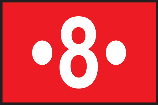 Wegzeichen/Zahlen mit Punkten/0055_white_dot8dot_bgred.png